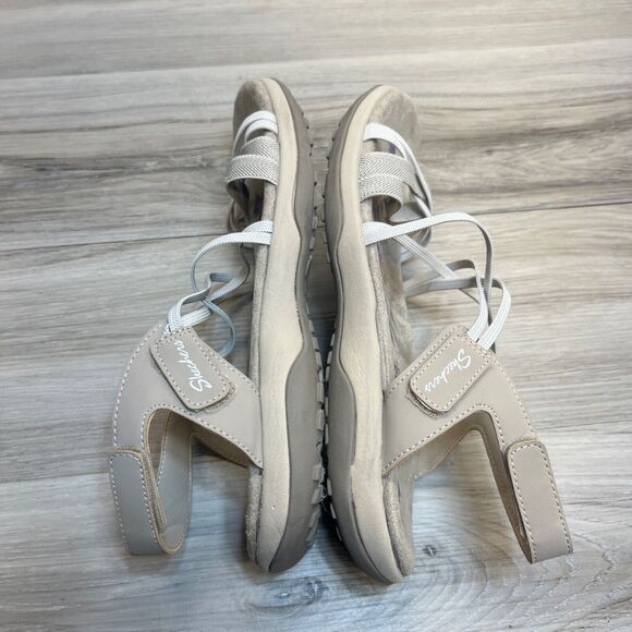 Skechers Reggae Slim Takes Two Sandals Size 11 Taupe Elastic Straps - Picture 2 of 10